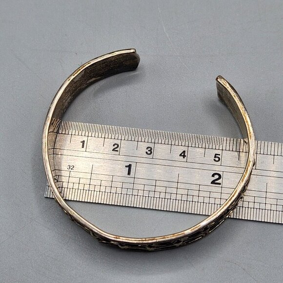 Sterling Silver Cuff Bracelet Mexico 925 Stamp 26.17gm Half Moon Pattern - Picture 9 of 11